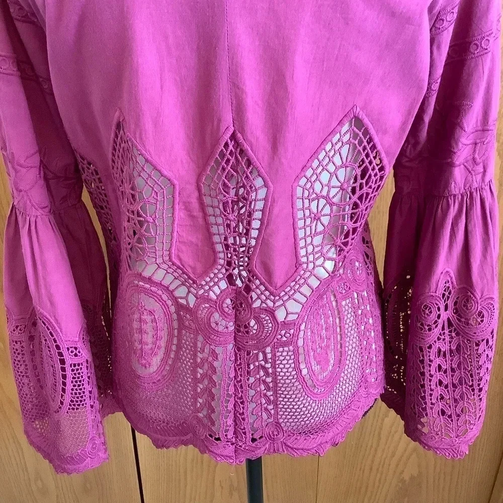 Anthropologie Chloe Oliver Plum Pink Lace Top Sz-S